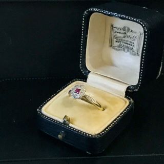 Fine,  Art Deco 18ct,  18k,  750 Gold & Platinum Ruby & diamond cluster ring,  C1920 3