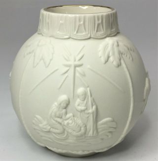 Lenox Nativity Votive Ornamental Glow Porcelain Bisque Tealight Candle Holder