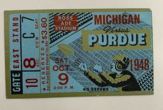 Vintage 1948 Michigan Vs Purdue Football Ticket Stub