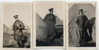 63509 (3) Orig Vintage Wwi Photos Us Army Pilots Outside Winter Tents,  All Named