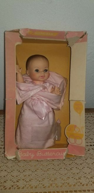 Vintage 1965 Horsman Baby Buttercup Doll Orig Clothes & Pink Wrap 13 "