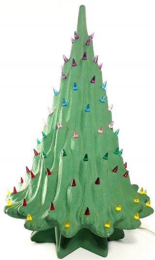 Vintage Atlantic Lava Mold Ceramic Christmas Tree Lighted Star Base Decoration