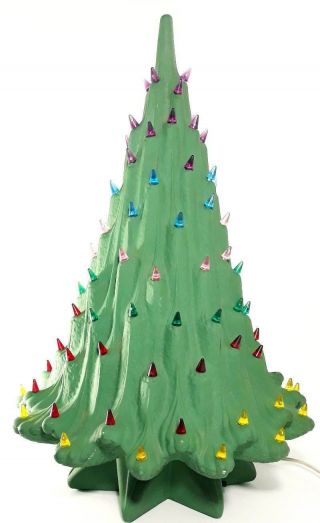 Vintage Atlantic Lava Mold Ceramic Christmas Tree Lighted Star Base Decoration 2