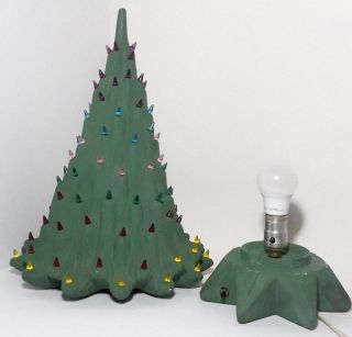Vintage Atlantic Lava Mold Ceramic Christmas Tree Lighted Star Base Decoration 3