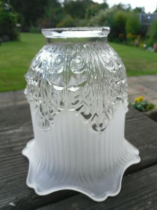 Vintage Clear/frosted Glass Lamp/light Shade Victorian Art Nouveau Style