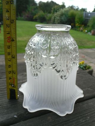 Vintage Clear/Frosted Glass Lamp/Light Shade Victorian Art Nouveau Style 2