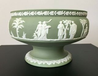 Wedgwood Vintage Jasperware Celadon [green] Large Pedestal Bowl