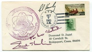 Usa 1963 Uss Bainbridge - Navy Ship Cover - Signed By Ted Kennedy & ??? Unknown