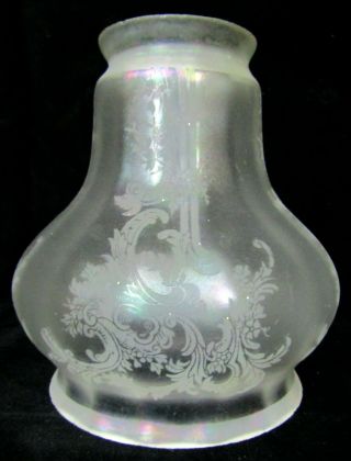 5 " Vintage/antique Iridescent Frosted Glass Lamp Shade - Acid Etched - 2 " Fitter