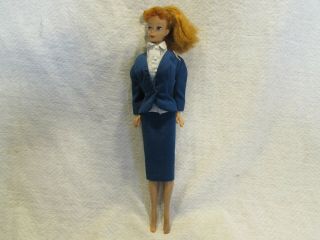 Vintage Barbie Doll Titan Auburn Red Hair Ponytail 1961 5? Flight Attendant