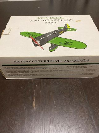John Deere Vintage Diecast Airplane Bank,  Travel Air Model R
