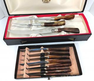 Armack Stainless Cutlery Set With Steak Knives Mid Century Vtg