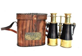 Nautical Brass Victorian Marine Binocular With Leather Box Antiquated Gift 2