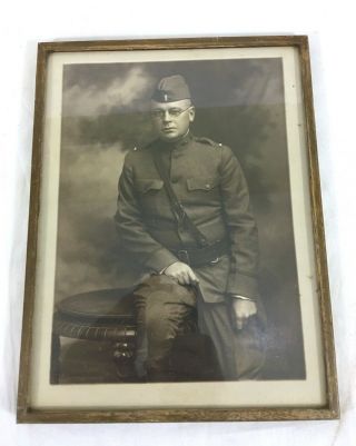 Us Army Soldier Studio Portrait Photo Framed Ww1 Rare Dated 1918 A45
