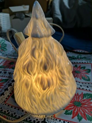 Vtg Ceramic Light Up White Christmas Tree Nativity Scene 3