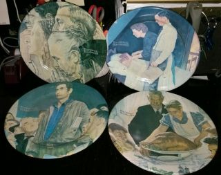 Norman Rockwell Four Freedoms Set Of 4 Metal Tin Collector Plates Freedom Plates