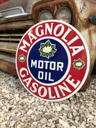 Antique Vintage Old Style Magnolia Gasoline Service Station Sign