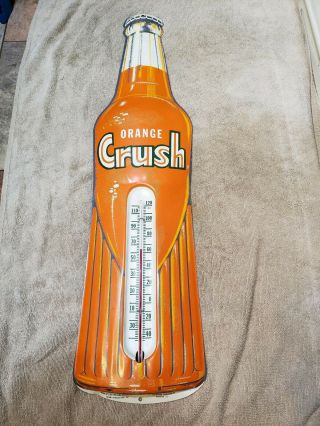 Vntg Rare Orange Crush Bottle Thermometer Sign 1152