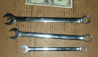 Vintage 3 Husky Combination Wrenches 3/4,  11/16,  1/2 ",  Usa,  Old Mechanic Tools,