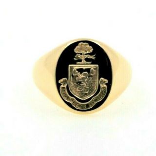 Vintage Authentic Tiffany & Co 14k Solid Yellow Gold Signet Ring/ Crest/stamp