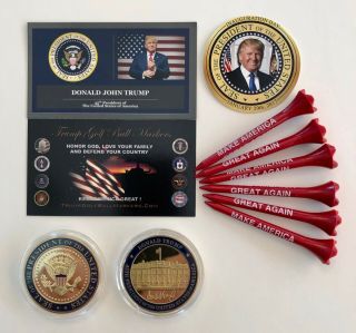Trump Golf Ball Marker & Tee Set.  Seal Of The President Usa. ,  1 Decal