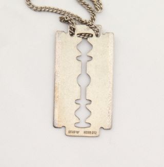 Vintage razor blade sterling silver charm pendant necklace Finland by 