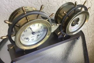 Chelsea Vintage Ship’s Bell Clock And Barometer Set 4” Dial Ca.  1947 Claremont 2