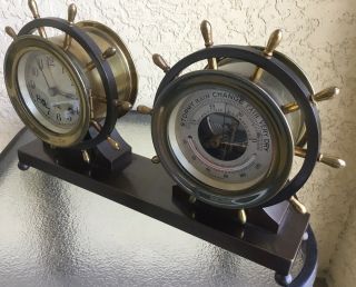 Chelsea Vintage Ship’s Bell Clock And Barometer Set 4” Dial Ca.  1947 Claremont 3