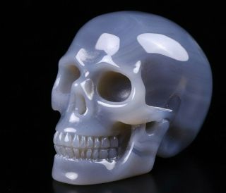 2.  0 " Gray & White Agate Carved Crystal Skull,  Realistic,  Crystal Healing 992