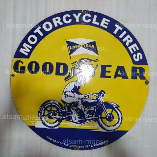 Goodyear Tires 30 Inches Round Vintage Enamel Sign