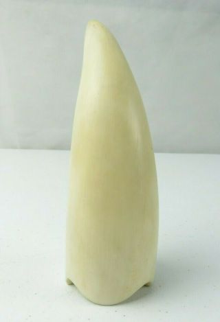 Rare Norway Sperm Whale Tooth Scrimshaw Carved W Tag Nantucket Deco