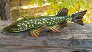 Northern Pike Fish Decoy Carved By Champion Eric Wallace Spearing Lure