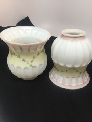 Antique Milk Glass Lamp Shades Hand Painted