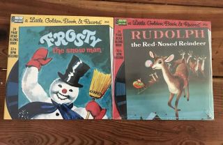 2 Little Golden Book Record Frosty The Snowman Rudolph Red Nose Reindeer
