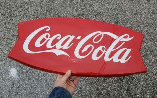 Vintage Coca Cola Fishtail Button Sign Am55 Nos Coke Very Example Soda