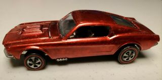 1968 Us Hot Wheels Redline Custom Mustang Deep Red Brown Intr