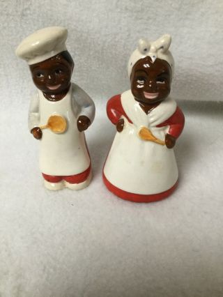 Vintage Black Americana Chef And Cook Salt And Pepper Shakers Japan?