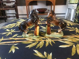 Vintage Mid Century 1950s Pony Horse Ceramic Pottery Bookends 2