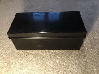 Vintage Black Metal Deed Box