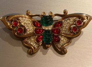 Crown Trifari Alfred Philippe 1949 Sterling Silver Moghul Butterfly Brooch Pin