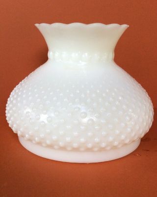 Vtg White Lamp Shade Hobnail Milk Glass Fluted Globe Glass 6.  5”