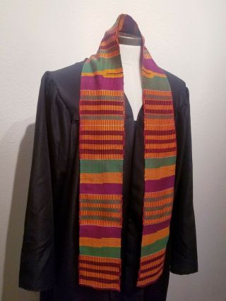 Purple Multi - color African Kente Cloth Stole,  Graduation and Ceremonial 2