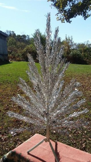 Vintage Evergleam Stainless Aluminum 4 Ft.  Christmas Tree 58 Branch Complete