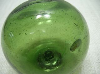 Vintage Glass Fishing Float Green With Outer Spindle Foreign Object 251