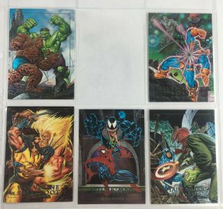 1992 Marvel Masterpieces Spectra Etch Foil Complete 5 Card Set Skybox