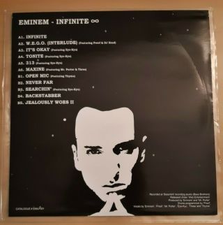 Eminem Infinite Limited Edition of 500 Clear Vinyl France Repress 3