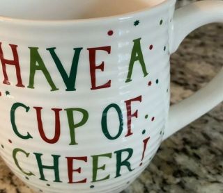 Christmas Oversized Beige Mug Red Green Dots " Have A Cup Of Cheer”