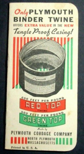 1939 Advertisement Notebook Binder Twine Plymouth Cordage Co N Plymouth Ma