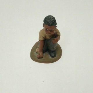 Black Americana Figurine Young Boy Playing Marbles Stamped With Jp 90