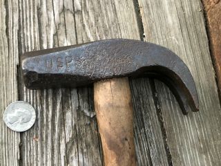 Antique Rare U.  S.  P.  S.  Early Us Claw Hammer Wooden Handle Tool